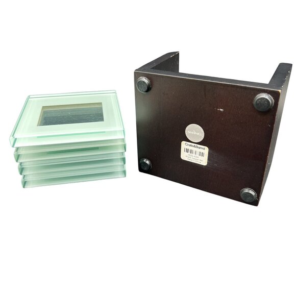 Crate & Barrel Swing Glass Photo Coaster Set & Holder Fur Family Picture Frames - Picture 6 of 11